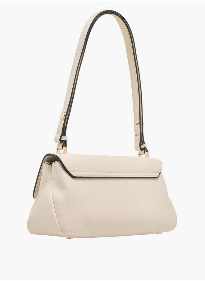 Celeste - Women's Solid Shoulder Bag with Strap Handle and Flap Closure - Image 1