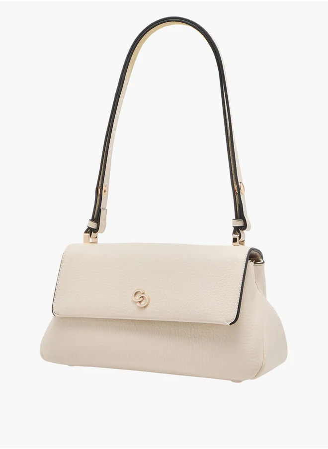 Celeste Women's Solid Shoulder Bag with Strap Handle and Flap Closure