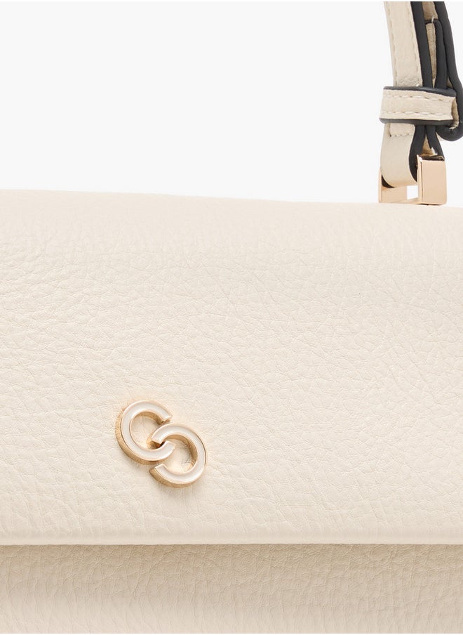Celeste - Women's Solid Shoulder Bag with Strap Handle and Flap Closure - Image 1