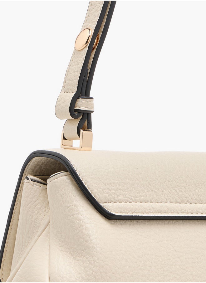 Celeste - Women's Solid Shoulder Bag with Strap Handle and Flap Closure - Image 1