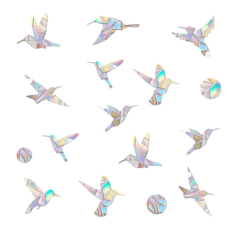 48 Pieces Birds Static Window Clings Anti Collision Window Decals for Bird Strikes Glass Door Window Stickers Stop Birds Flying into Windows Hummingbird Style
