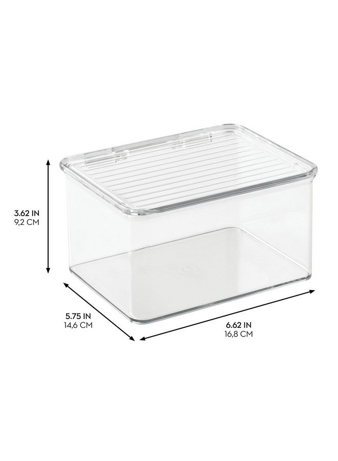 InterDesign iDesign Recycled Plastic Pantry and Kitchen Storage, Freezer and Fridge Organizer Lidded Bin - 6.75” x 5.75” x 3.75”, Clear - Image 2