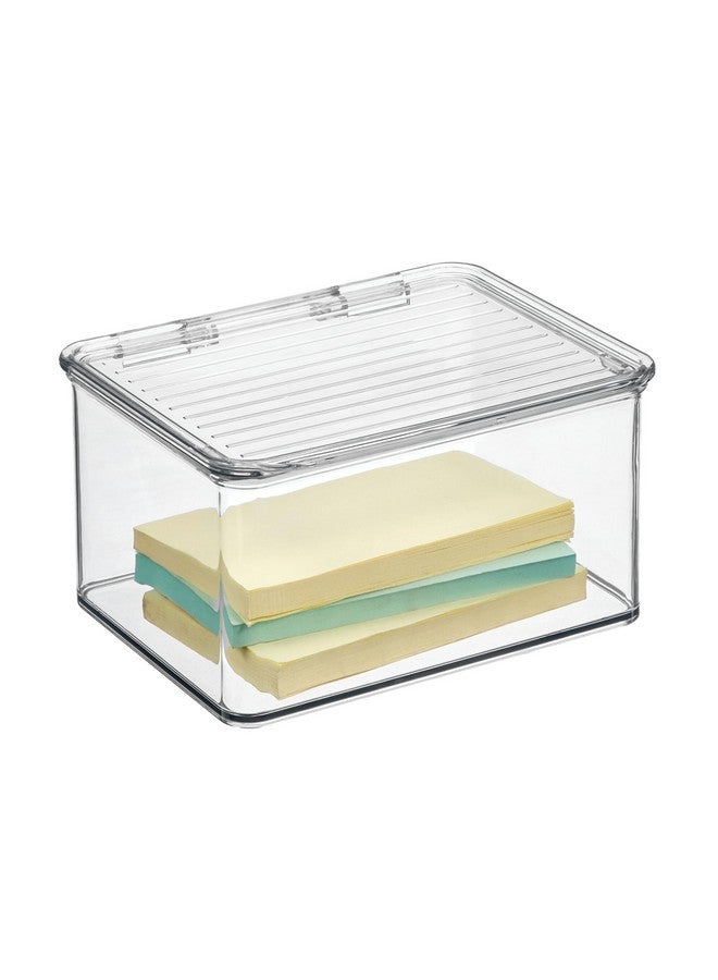 InterDesign iDesign Recycled Plastic Pantry and Kitchen Storage, Freezer and Fridge Organizer Lidded Bin - 6.75” x 5.75” x 3.75”, Clear - Image 1