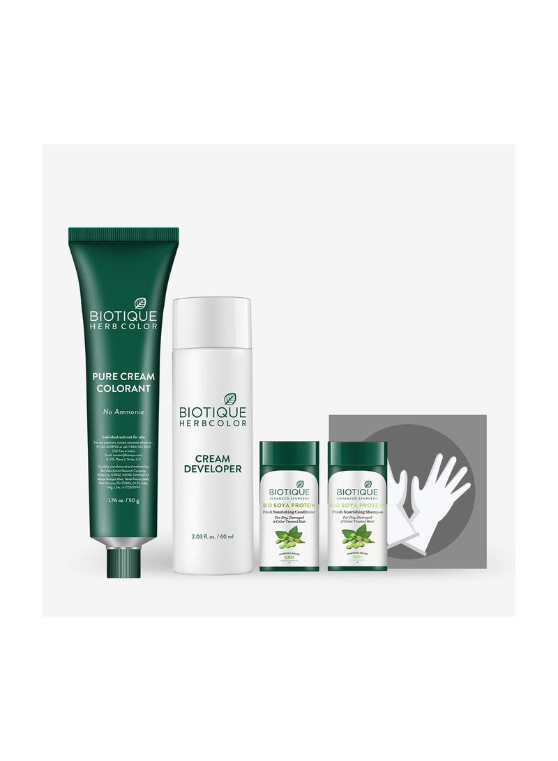 بيوتيك صبغة شعر بيوتيك هيرب كولور l لون شعر خالٍ من الأمونيا l 9 مستخلصات عشبية عضوية l لمعان طبيعي وصحي l 50 جم + 110 مل | بني 4N (عبوة من 1) - Image 3