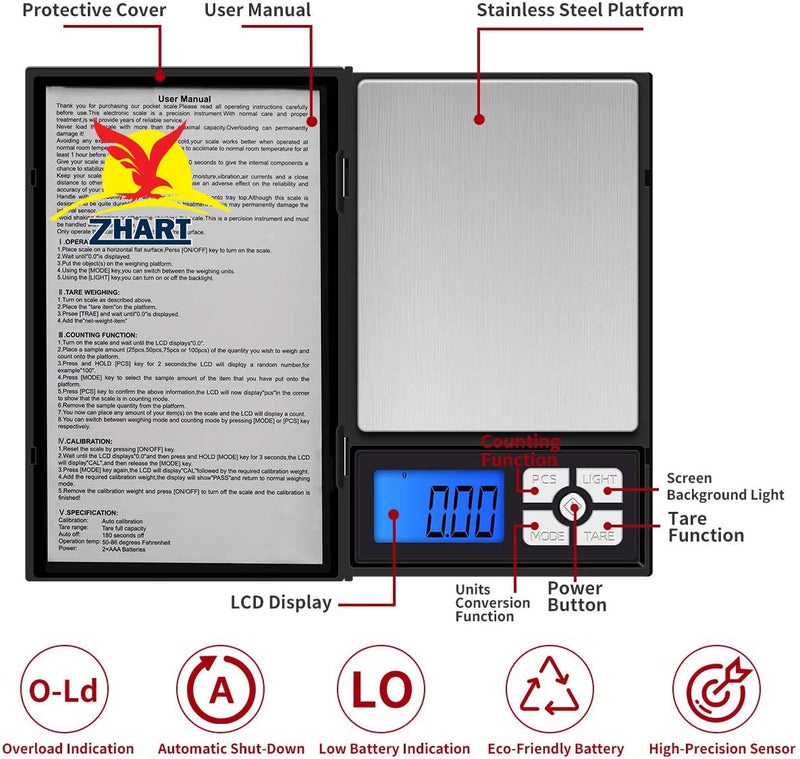Zhart's NB600 Digital Weighing Scale 600 Gram Capacity Precise Notebook Model Balance For Jewellery Gemstone Diamond Home & Kitchen Educational & Industrial Purpose - Image 4