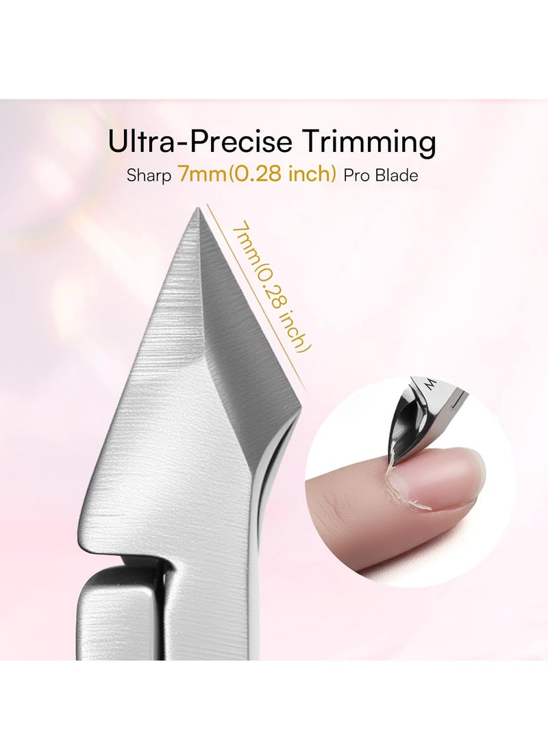 FABIYAN 3PCS Cuticle Nipper Set, Stainless Steel Cuticle Nipper, Cuticle Pusher and Nail Scraper Kit, Dead Skin Remover, Hangnail Cutter and Gel Polish Scraper for Manicure Pedicure, Home and Salon Use, Pink - Image 3
