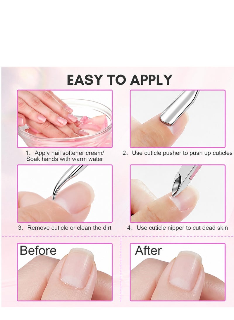FABIYAN 3PCS Cuticle Nipper Set, Stainless Steel Cuticle Nipper, Cuticle Pusher and Nail Scraper Kit, Dead Skin Remover, Hangnail Cutter and Gel Polish Scraper for Manicure Pedicure, Home and Salon Use, Pink - Image 5