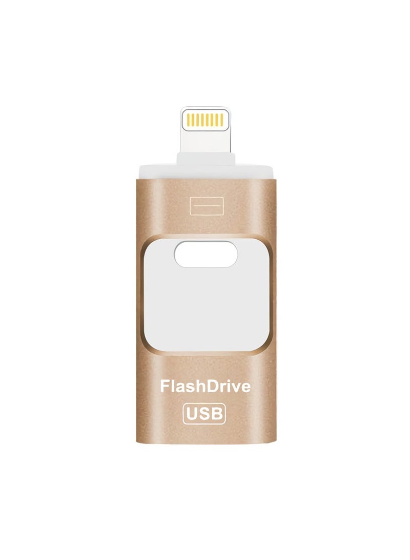 AROAQ 512GB USB Flash Drive, Shock Proof Durable External USB Flash Drive, Safe And Stable USB Memory Stick, Convenient And Fast I-flash Drive for iphone, (512GB Gold Color) - Image 1