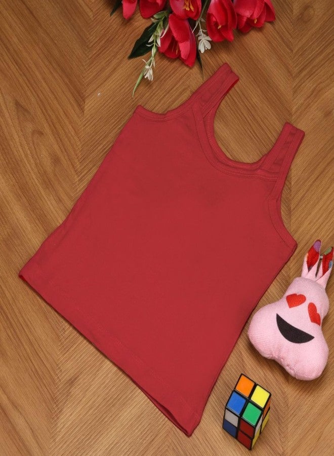 Aimly Girl's Cotton Camisole Slip, Sleeveless Waist Length Innerwear | Soft Stretchable Tank Top | Scoop Neck | Kids Toddler Girls Vest, White Hot Pink Rani | 18-24 Months | Pack of 3 - Image 5