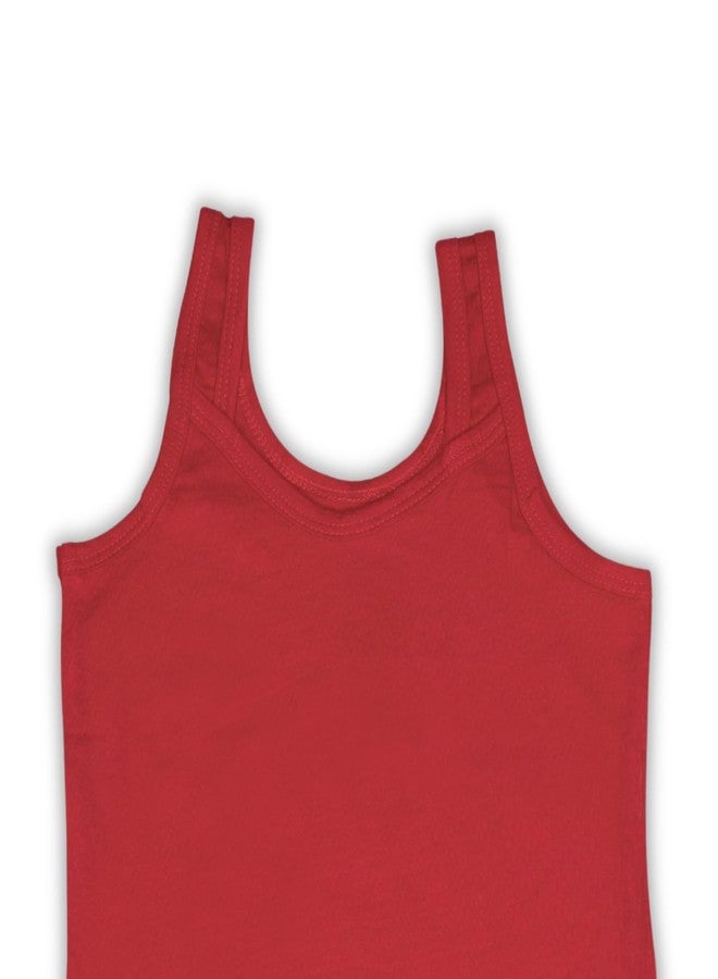 Aimly Girl's Cotton Camisole Slip, Sleeveless Waist Length Innerwear | Soft Stretchable Tank Top | Scoop Neck | Kids Toddler Girls Vest, White Hot Pink Rani | 18-24 Months | Pack of 3 - Image 4