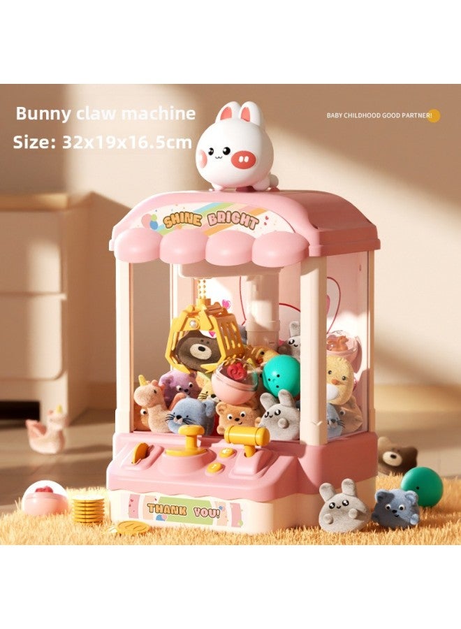 Children's Mini Capsule Toy Crane Game Small Home Use Coin Operated Doll Grabber Machine For Boys Girls Toy Trendsetter-Color:English Express Box (pink Rabbit) 10 Eggs + 10 Dolls-Specifications:Send Eggs + Free Dolls  - Image 1