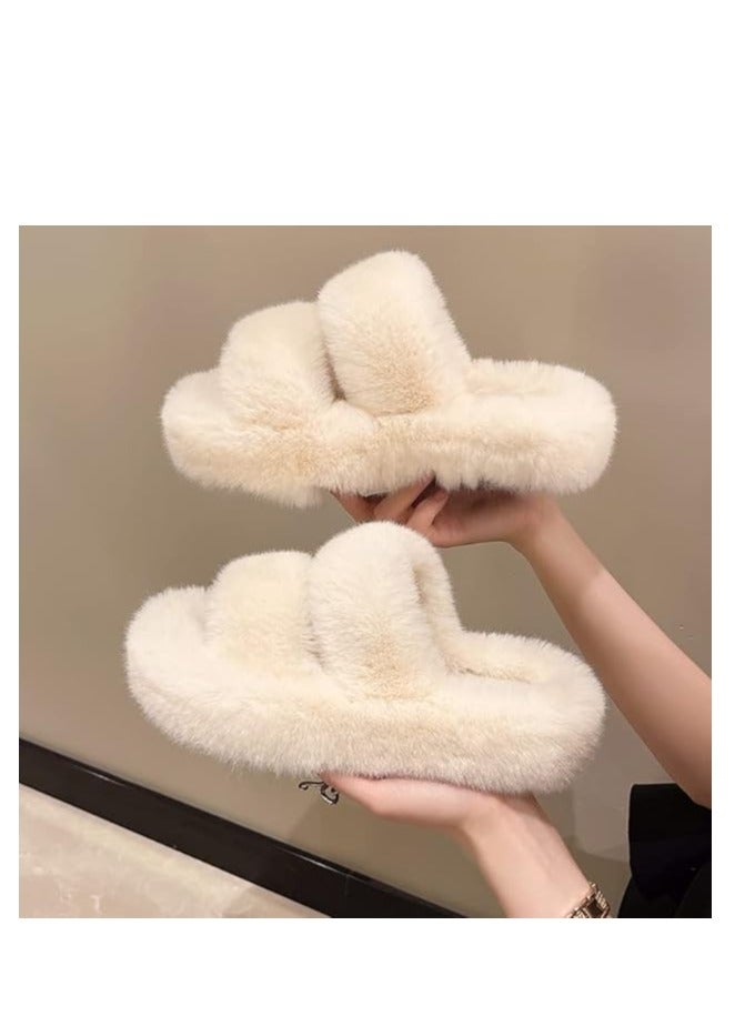 Showday Women's Winter Soft Fur Slippers – Comfortable Home Elastic Quilted Sole Two Stylish Straps Design, Perfect for Warmth and Comfort, Available in Two Cool Colors - Image 2