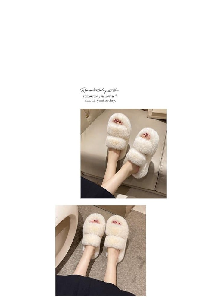 Showday Women's Winter Soft Fur Slippers – Comfortable Home Elastic Quilted Sole Two Stylish Straps Design, Perfect for Warmth and Comfort, Available in Two Cool Colors - Image 3
