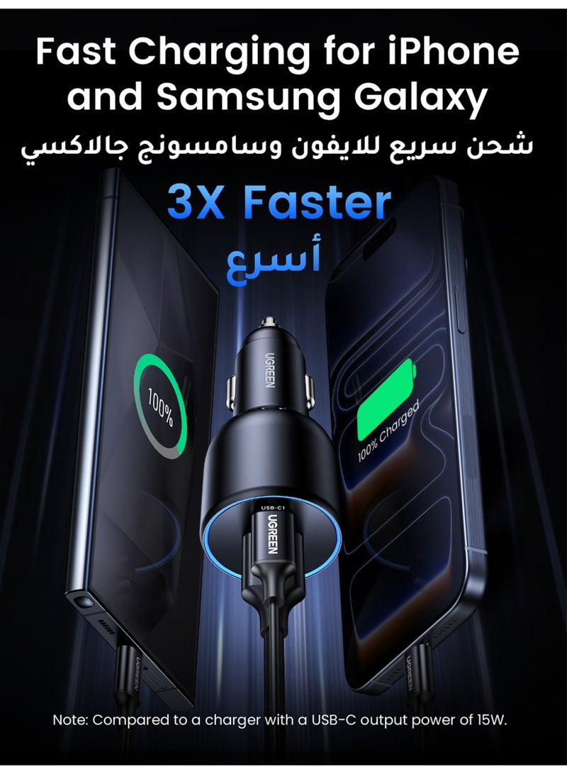 Ugreen 130W Super Fast Car Charger Fast Charging 3 Port USB Car Power Adapter With 100W USB C Cable Car Fast Charger Plug For Steam Deck Macbook Laptops Tablets iPhone 16 15 Series Samsung Galaxy Xiaomi 130W with cable - Image 5