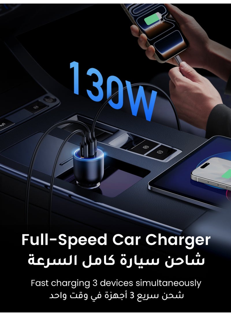 Ugreen 130W Super Fast Car Charger Fast Charging 3 Port USB Car Power Adapter With 100W USB C Cable Car Fast Charger Plug For Steam Deck Macbook Laptops Tablets iPhone 16 15 Series Samsung Galaxy Xiaomi 130W with cable - Image 4
