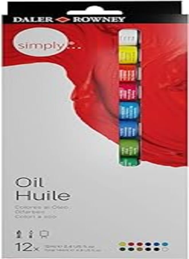 Daler Rowney SIMPLY Oil Oil Paint Starter Set with 12 x 12 ml
