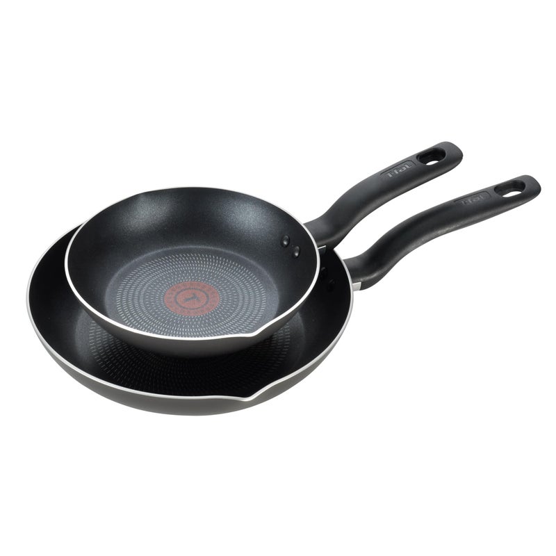 T-Fal Initiatives Non Stick Fry Pan 2 Piece Set, 8.5, 10 Inch, Oven Broiler Safe 350F, Cookware, Kitchen Cooking Set, Skillets, Frying Pans, Egg Pan, Omelet Pan, Pots and Pans, Dishwasher Safe, Black - Image 1