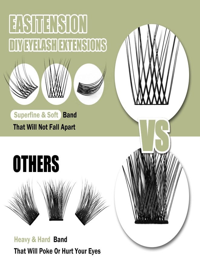 EASITENSION DIY Eyelash Extension, Glue Bonded Band Individual Lash 24 Clusters Natural Lashes Set, Home Eyelash Extension, C curl Lashes Pack 12mm,14mm (KIT-Natural) - Image 2
