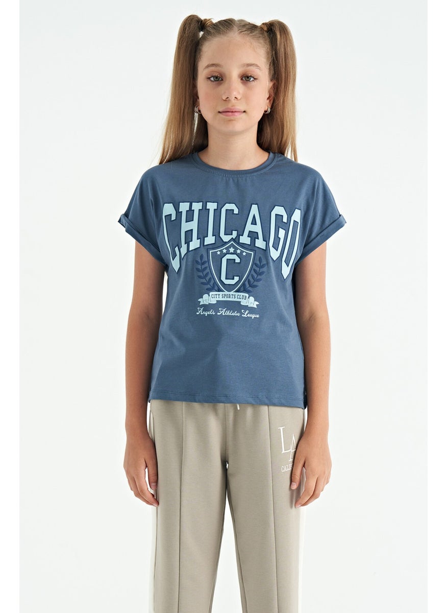 Tommy Life - Petrol O Neck Low Shoulder Comfortable Form Short Sleeve Girls T-Shirt - 75128 - Image 1