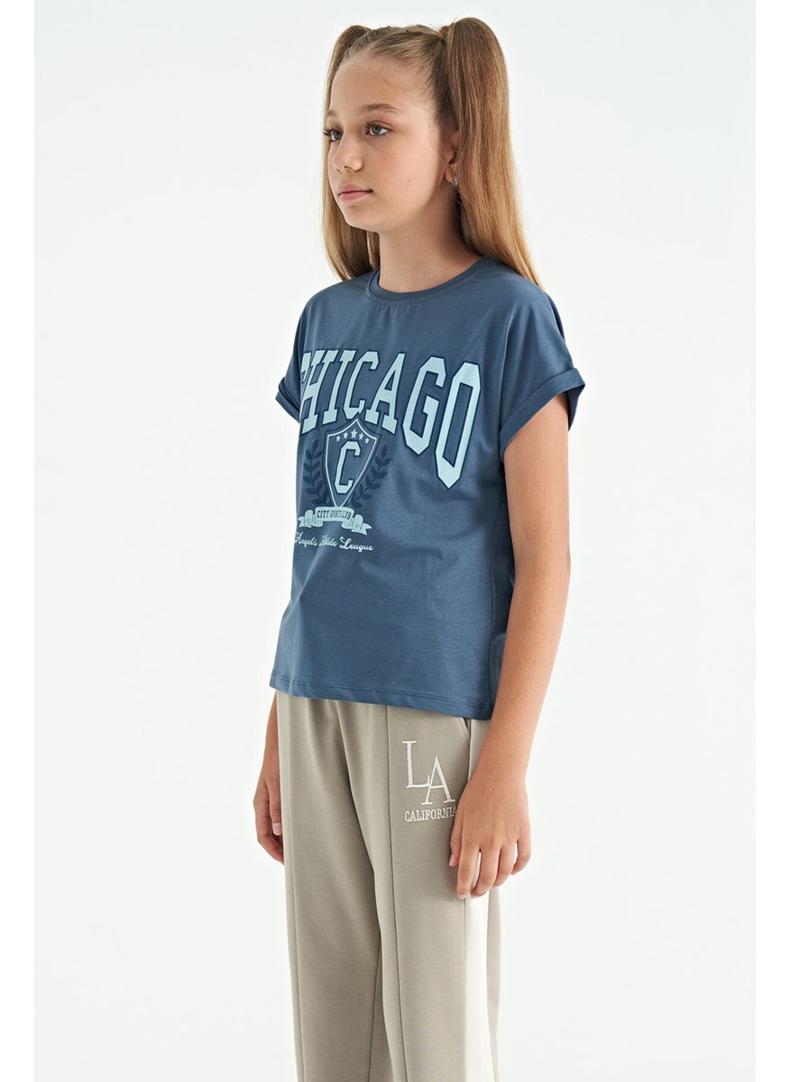 Tommy Life - Petrol O Neck Low Shoulder Comfortable Form Short Sleeve Girls T-Shirt - 75128 - Image 1