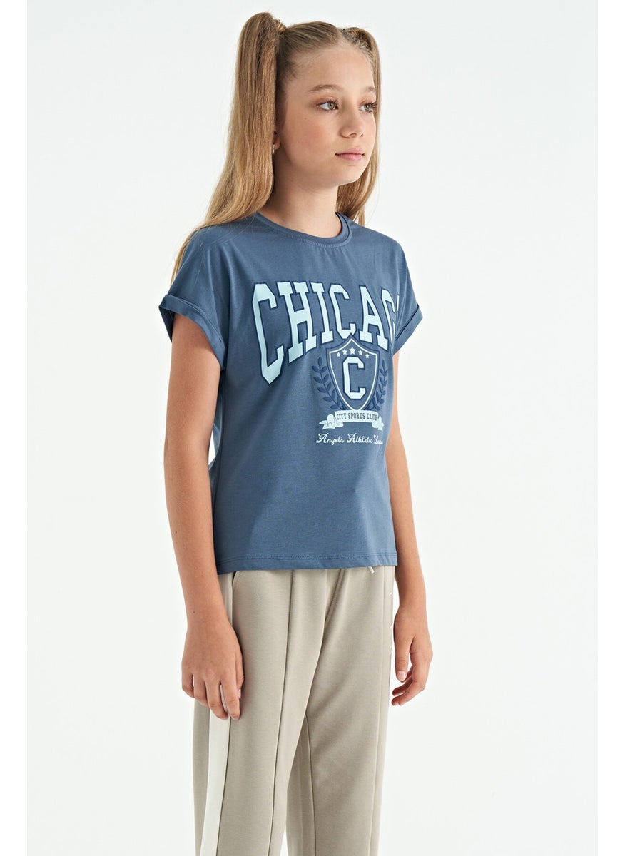 Tommy Life - Petrol O Neck Low Shoulder Comfortable Form Short Sleeve Girls T-Shirt - 75128 - Image 1