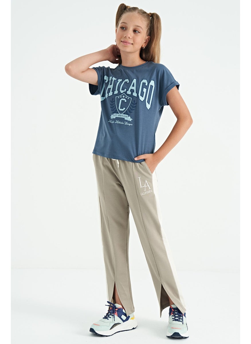 Tommy Life - Petrol O Neck Low Shoulder Comfortable Form Short Sleeve Girls T-Shirt - 75128 - Image 1