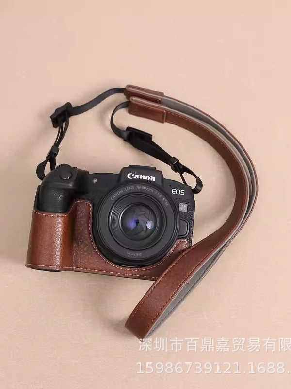 Canon R8 RP Camera Half-Case Cover Coffee Shoulder Strap 