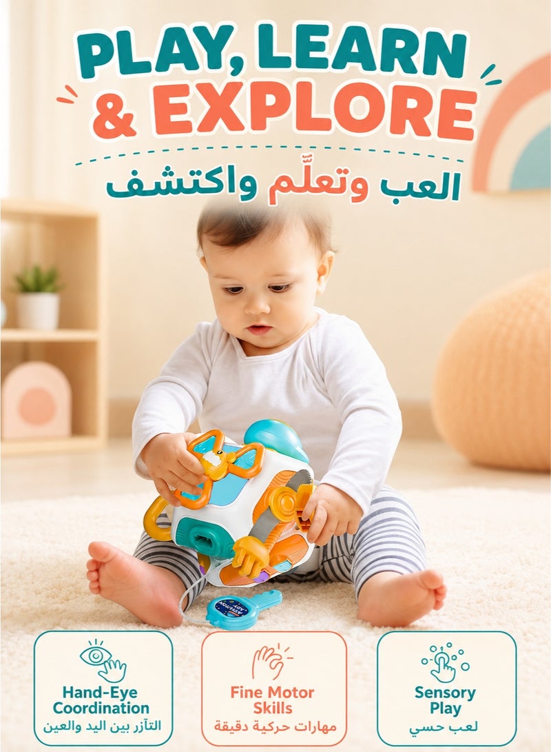XiuWoo Baby Busy Board Cube, Toys for Toddler 1-3, Infant Carseat Plane Travel Toy, Educational Learning Activities, Baby Birthday Gift - Image 2