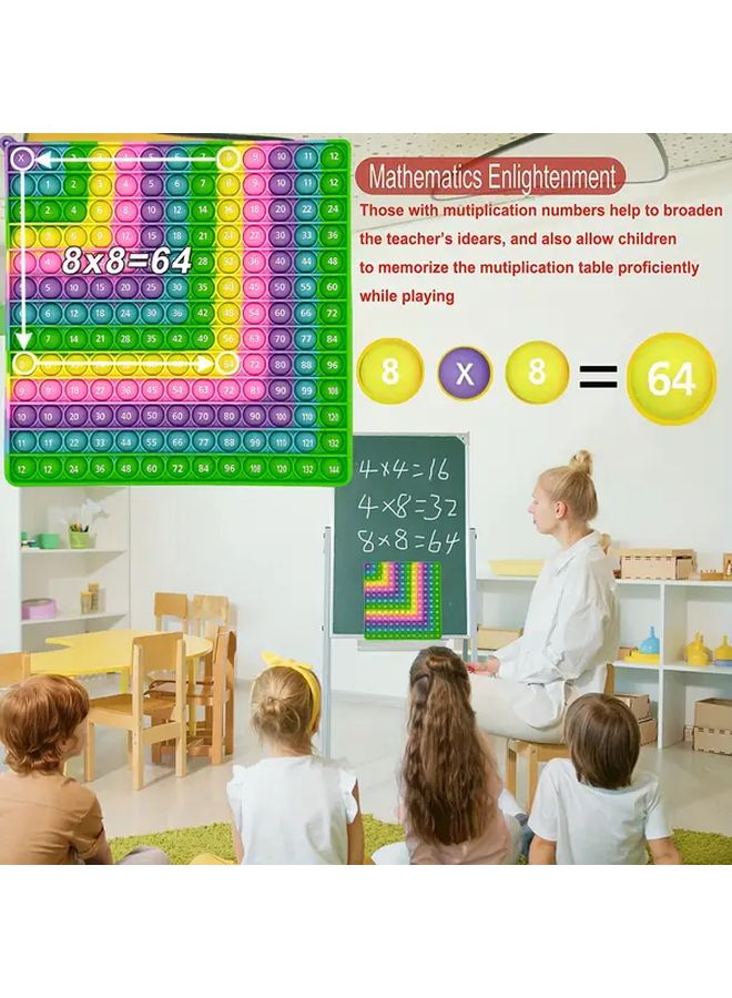 لعبة فقاعات تعليمية مخطط الضرب بألوان الماكرون 12x12 للأطفال والمعلمين - Image 4