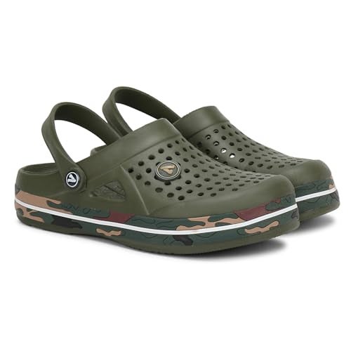 Aqualite Men's NEO-152 Trendy Stylish Fashionable Clogs with Back-Strap| Sandals with Lightweight Regular wear Casual Clogs with Ultra Soft & Flexibility Technology. Olive - Image 1
