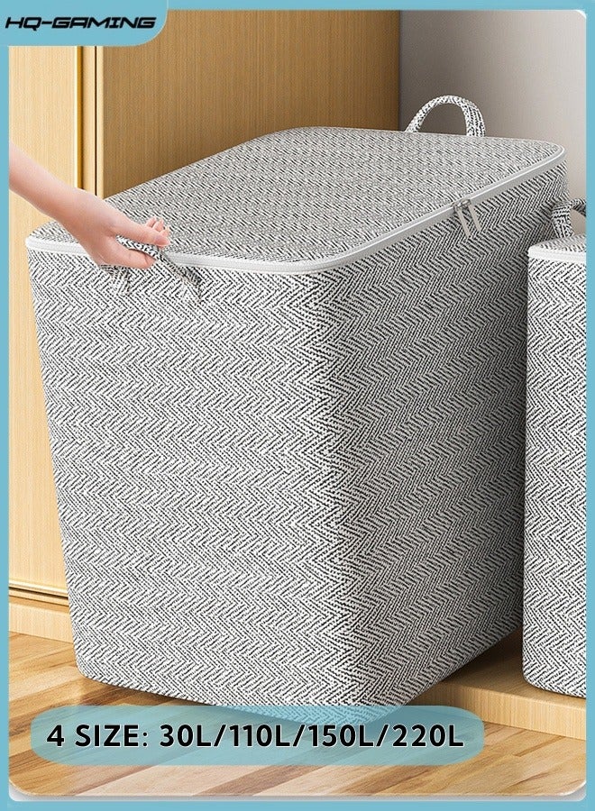 HQ-GAMING Portable Quilt Storage Bags Non-woven Extra Large Storage Bags Clothes Wardrobe Sorting Storage Bag Houndstooth Pattern Folding Organizer Bag for Clothes Pillows Blankets (30L/110L/150L/220L) - Image 1