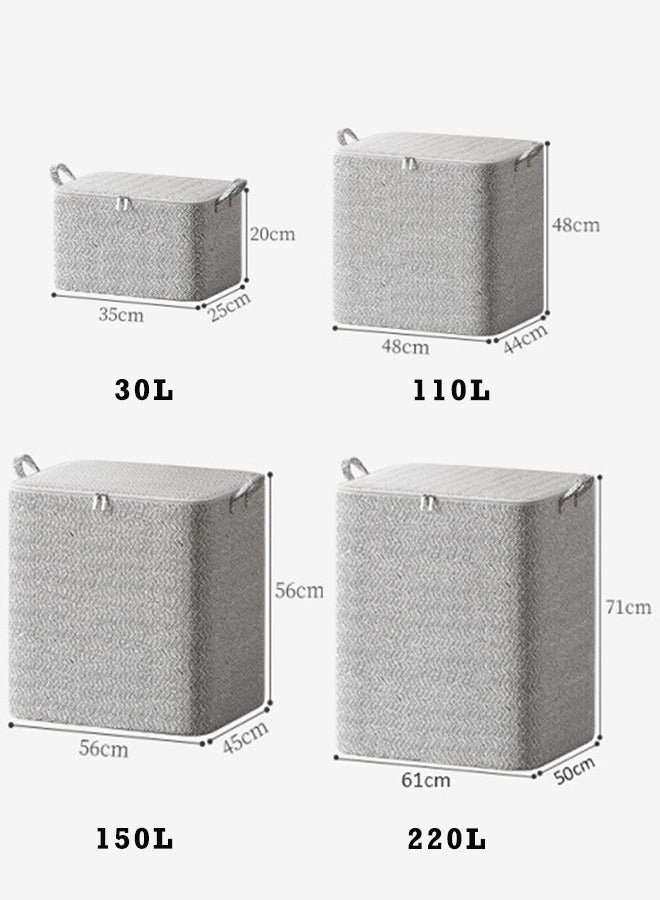 HQ-GAMING Portable Quilt Storage Bags Non-woven Extra Large Storage Bags Clothes Wardrobe Sorting Storage Bag Houndstooth Pattern Folding Organizer Bag for Clothes Pillows Blankets (30L/110L/150L/220L) - Image 2