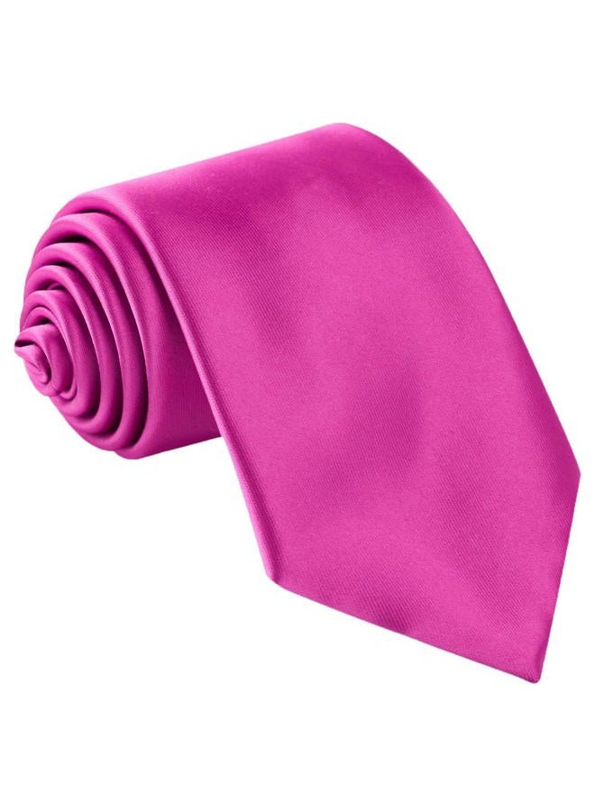 fortunatever Classical Men's Solid Necktie,Magenta Red Ties For Men With Gift Box - Image 1