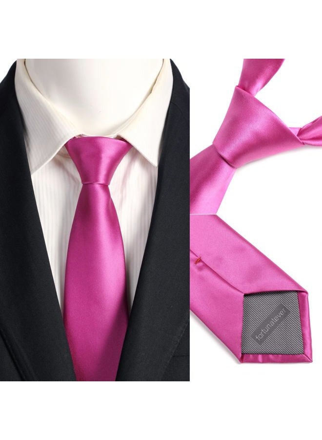 fortunatever Classical Men's Solid Necktie,Magenta Red Ties For Men With Gift Box - Image 3