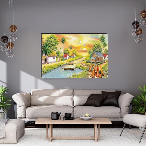 Masstone Wood Wall Scenery for Living Room and Bedroom | 12X 18 Inch Nature Lake Painting Without Frames | Wall Art for Home Decorations - Image 4