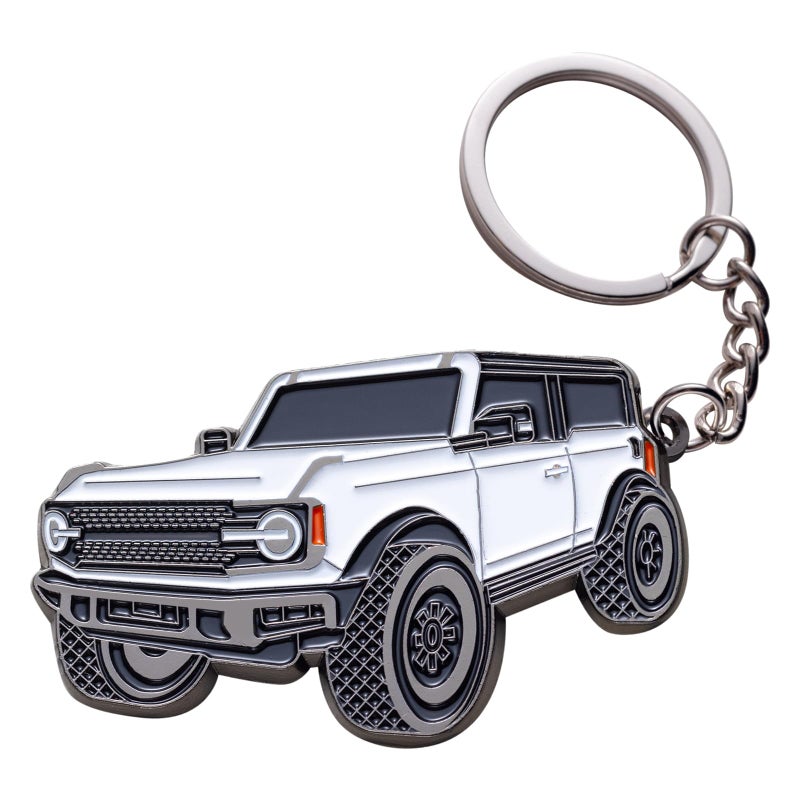 SINLAKUA Bronco Keychain 4 door key chain Fob Cover Cool Mods Key Chain Sport Accessories compatible with Ford Bronco 2021 2022 2023White