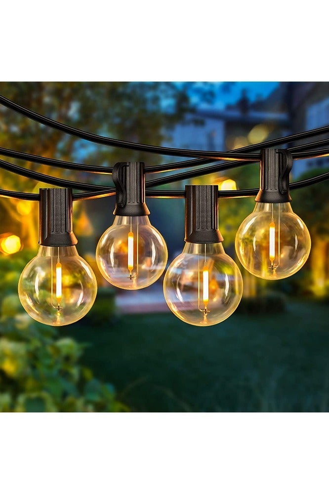 دافئ أضواء LED زخرفية من طراز G40 مع صندوق هدايا، 25 لمبة مقاومة للكسر + 2 لمبات احتياطية، طول 7.6 متر، مقاومة للماء، مناسبة للاستخدام الخارجي، مصابيح كروية قابلة للتوصيل، أضواء معلقة للفناء الخلفي للمنزل والحدائق والشرفات والخيام والحفلات، إضاءة بيئية باللون الأبيض الدافئ، إضاءة زخرفية لتزيين الفناء والحديقة، مناسبة لعيد الفطر ورمضان وعيد الميلاد والمناسبات الخاصة - Image 1