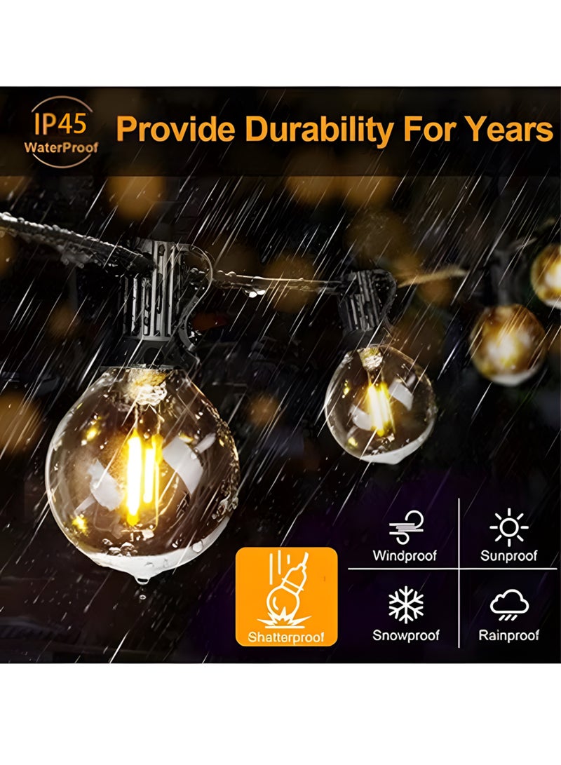 دافئ أضواء LED زخرفية من طراز G40 مع صندوق هدايا، 25 لمبة مقاومة للكسر + 2 لمبات احتياطية، طول 7.6 متر، مقاومة للماء، مناسبة للاستخدام الخارجي، مصابيح كروية قابلة للتوصيل، أضواء معلقة للفناء الخلفي للمنزل والحدائق والشرفات والخيام والحفلات، إضاءة بيئية باللون الأبيض الدافئ، إضاءة زخرفية لتزيين الفناء والحديقة، مناسبة لعيد الفطر ورمضان وعيد الميلاد والمناسبات الخاصة - Image 4