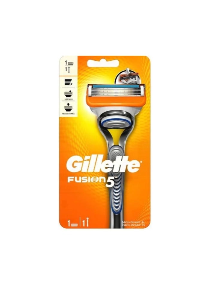 مقبض ماكينة الحلاقة Fusion 5 مع شفرات برتقالي/فضي - Image 1