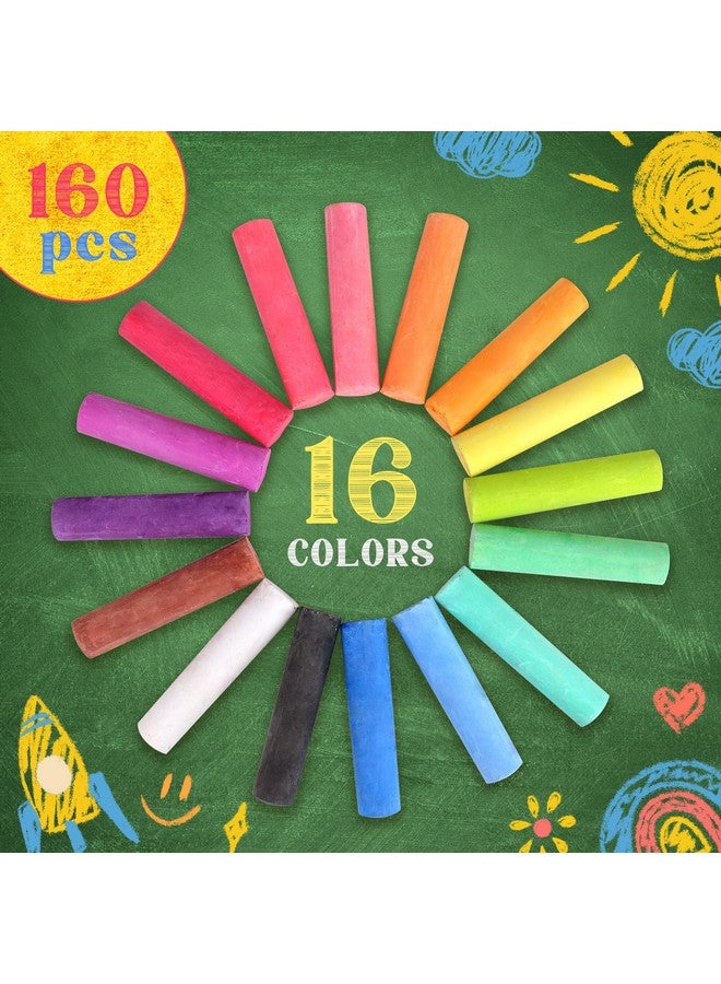 SMALL FISH 160Pcs Sidewalk Chalks Set In 16 Colors: Jumbo Washable Drawing Chalk For Kids Outdoor Art, Non-Toxic Dustless Colored Giant Box Chalkboard Chalk For Toddler Painting On Blackboard, Playground, Party - Image 3