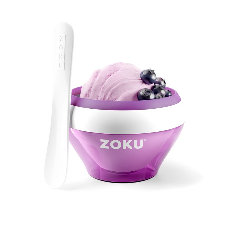 ZOKU Zoku Ice Cream Maker Compact Make and Serve Bowl with Stainless Steel Freezer Core Creates Soft Serve Frozen Yogurt Ice Cream and More in Minutes BPAfree 6 Colors Purple 