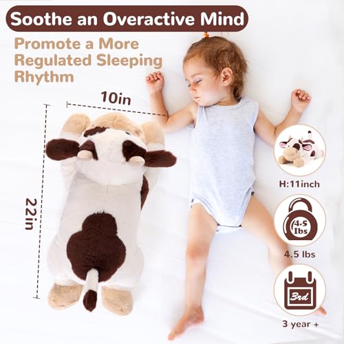 gnomantic Cow Weighted Stuffed Animals 22 Inch 45 Pounds Weighted Plushies Cow Stuffed Animals Big Plush Pillow Cute Plush Toys Gifts for Kids Adults 22 45 lbs Brown - Image 5