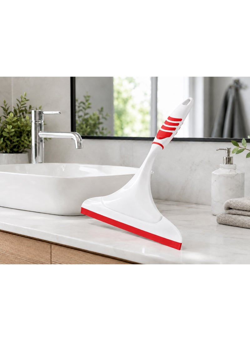 Titiz Plastik ممسحة زجاج يدوية للحمام بلاستيك بمقبض مريح وخفيفة للزجاج والشبابيك والمرايات والبلاط (أحمر) - Image 3
