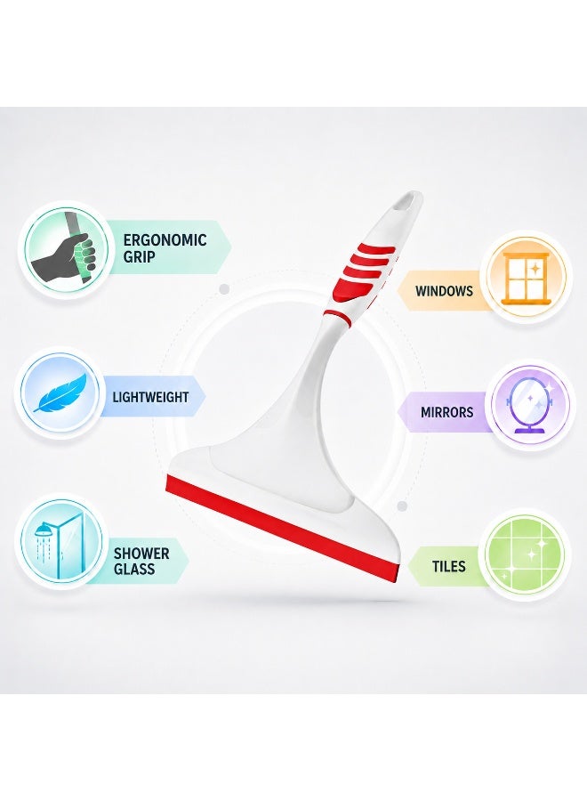 Titiz Plastik ممسحة زجاج يدوية للحمام بلاستيك بمقبض مريح وخفيفة للزجاج والشبابيك والمرايات والبلاط (أحمر) - Image 4