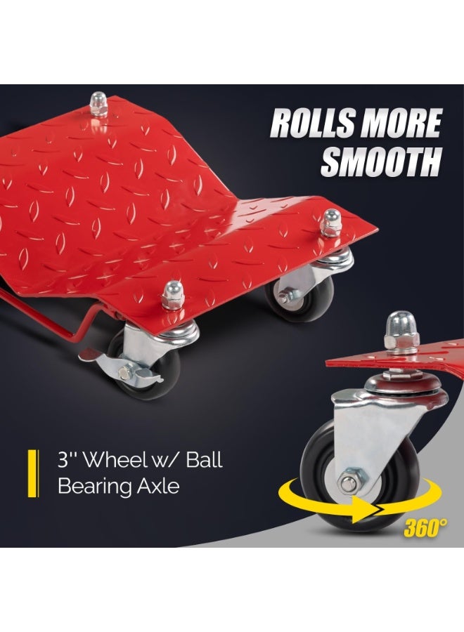 LAMAY Car Dolly Set of 4, 6000LBS Capacity Wheel Dolly, Heavy Duty Vehicle Dolly, Steel Tire Skates with Brakes, Red - Image 4