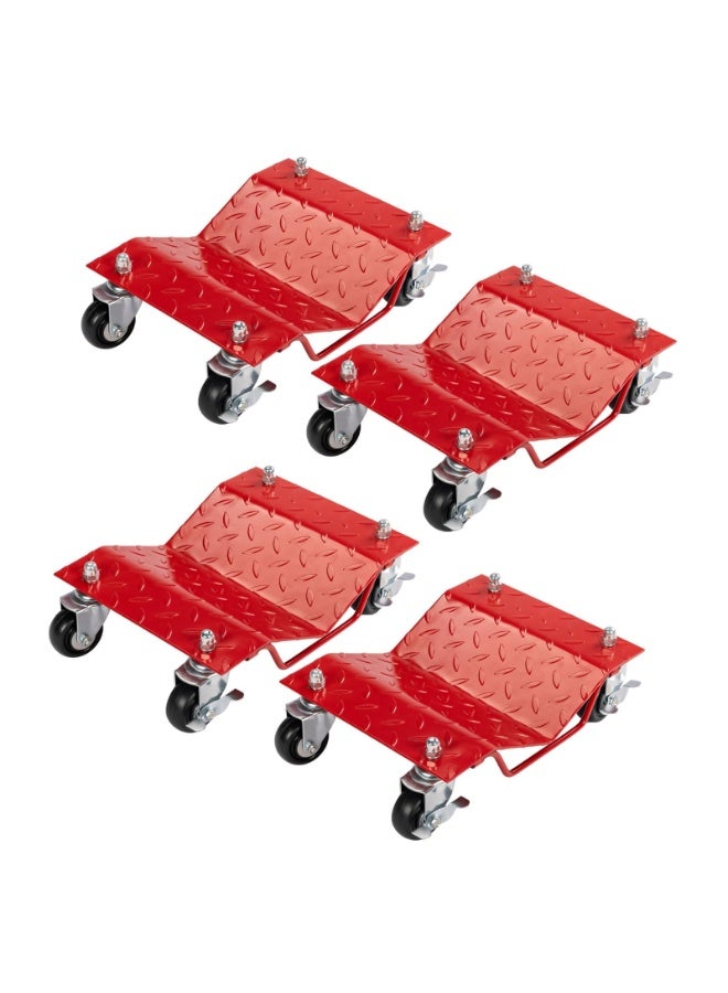 LAMAY Car Dolly Set of 4, 6000LBS Capacity Wheel Dolly, Heavy Duty Vehicle Dolly, Steel Tire Skates with Brakes, Red - Image 1