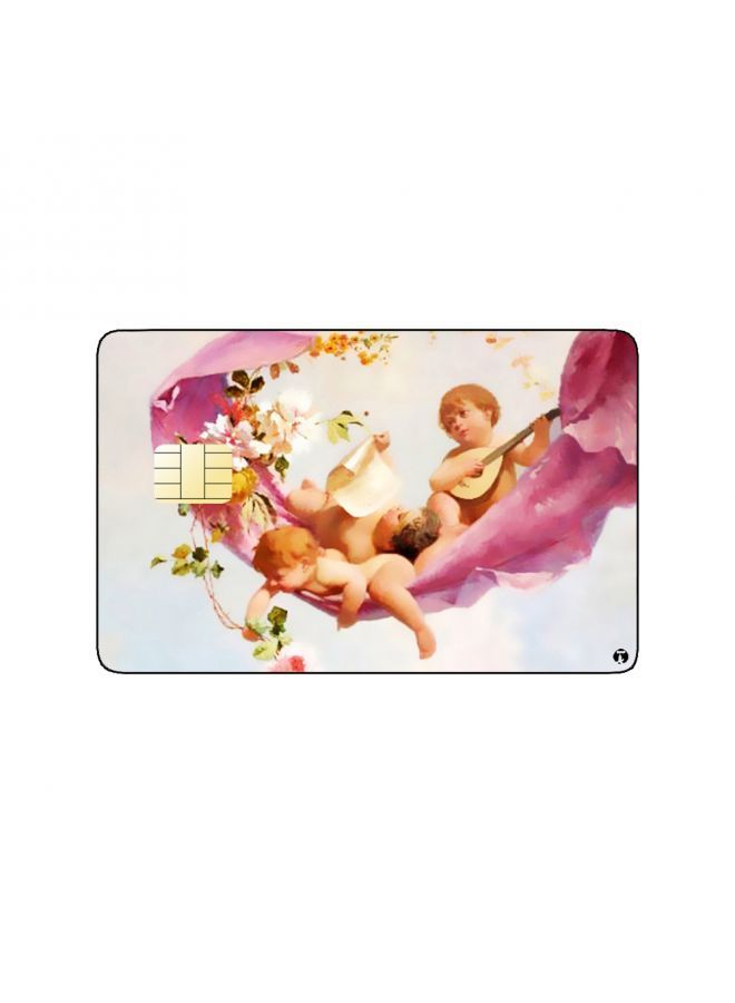 RKN PRINTED BANK CARD STICKER Cute Babies Vintage Drawing With Flowers - Image 1