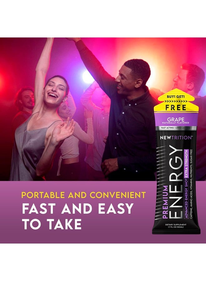 NewTrition Extra Strength Energy Shots Packets, Caffeine Energy Shots with Vitamin B & Amino Acids, Sugar-Free Vitamin Energy Shot, 1.7 fl oz, Grape, 24 Count - Image 5