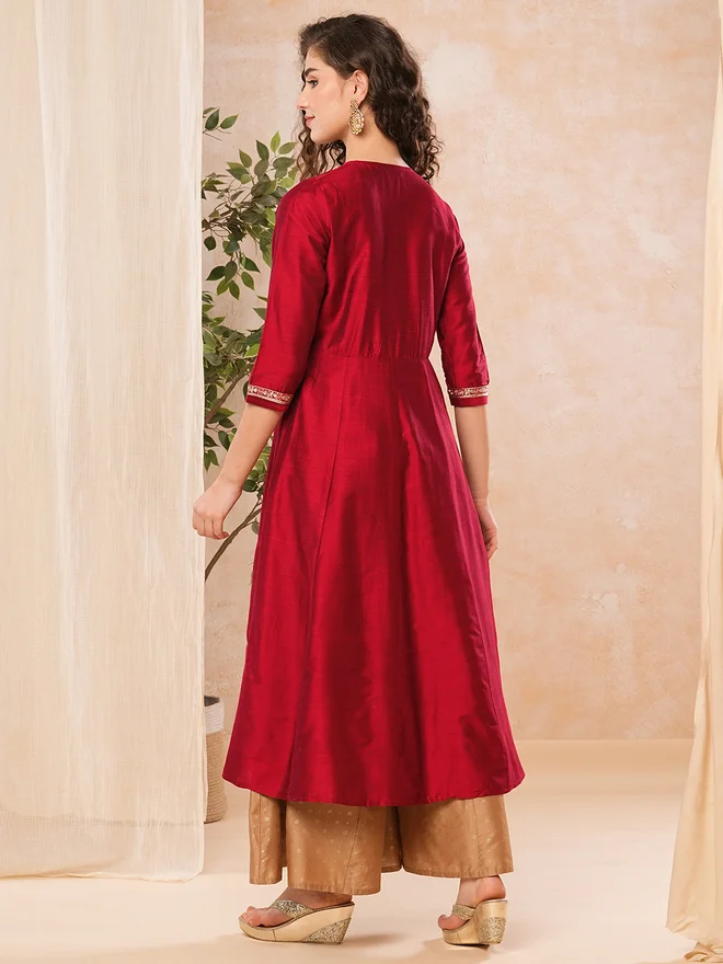globus Globus Embroidered Pleated Yoke Anarkali Kurta