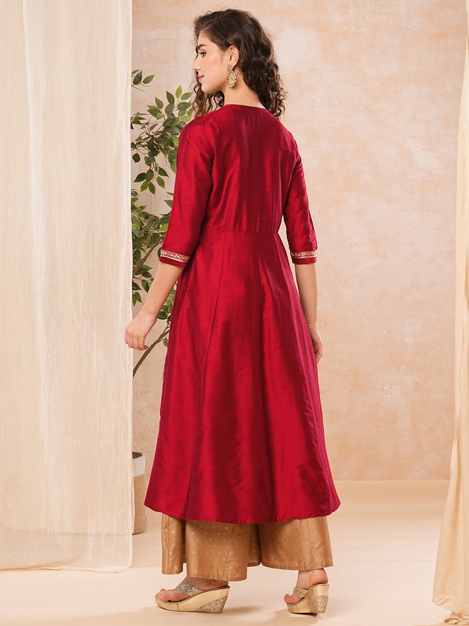 Globus Embroidered Pleated Yoke Anarkali Kurta - Image 3